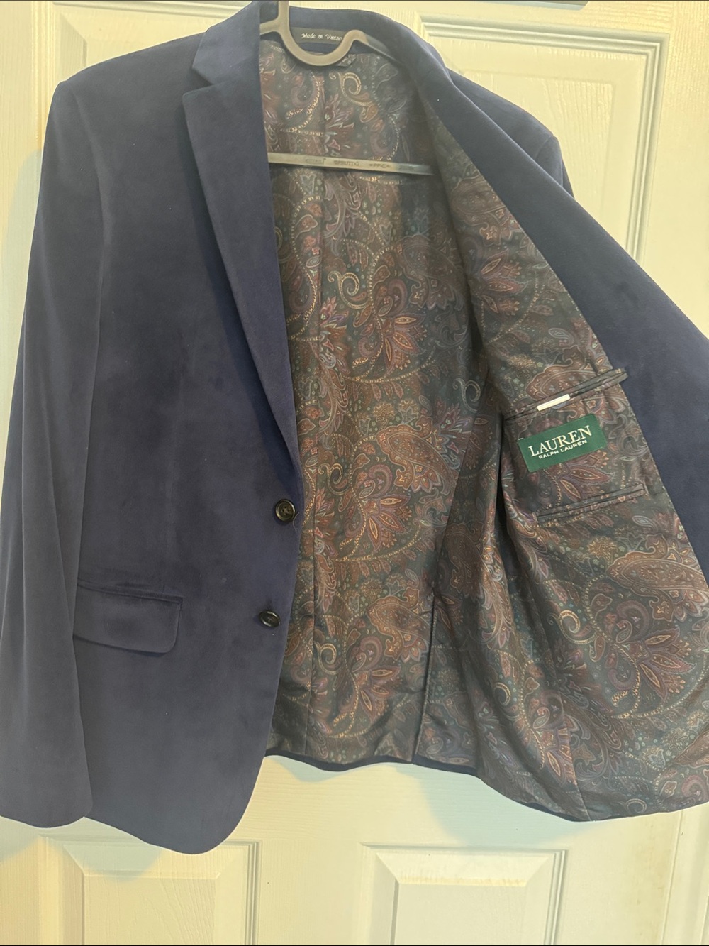 Lauren Ralph Lauren Navy Velvet Blazer with Paisley Lining